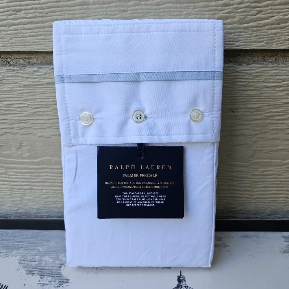 NWT Ralph Lauren Organic Cotton Palmer Percale Standard Pillowcases set of 2